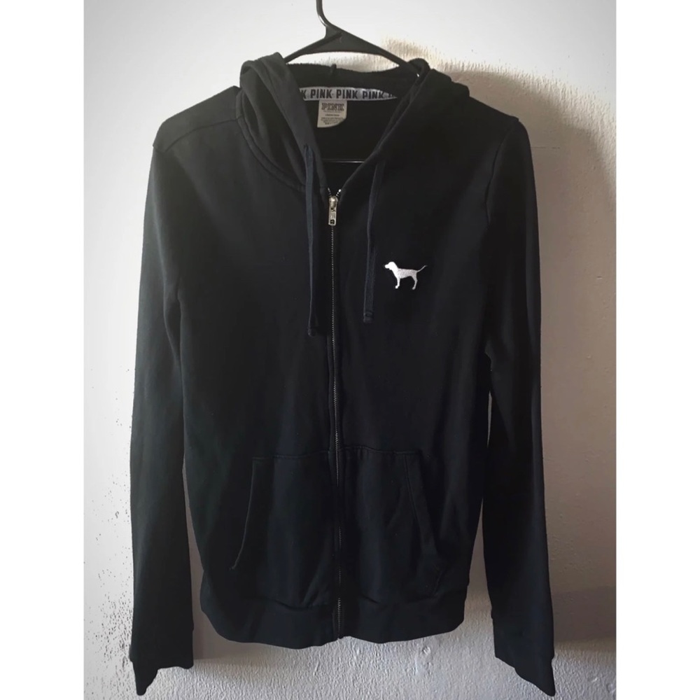 PINK Black zip up sweater